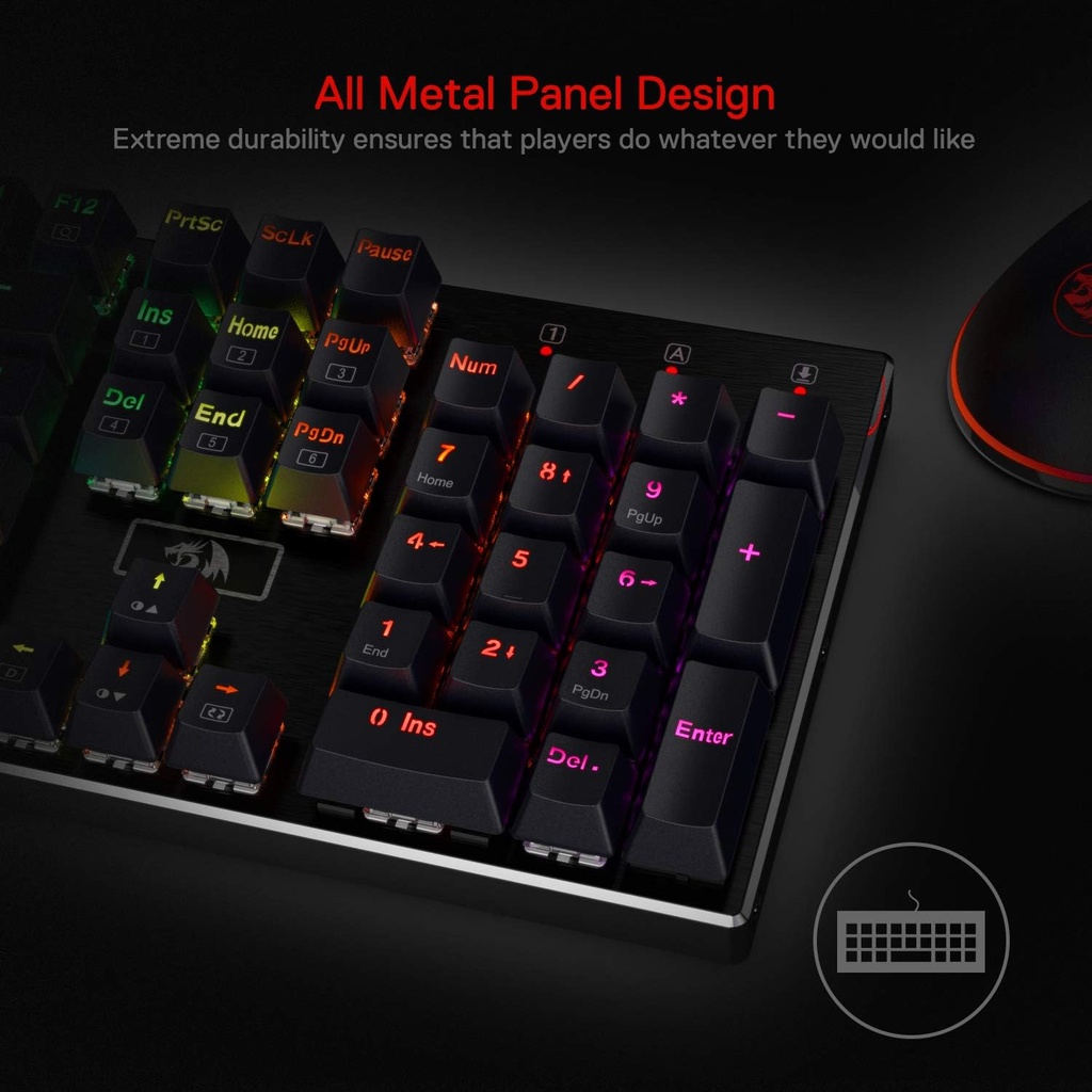 Teclado Redragon Mecanico Devarajas K556 - RGB LED, base de aluminio, 104 teclas estándar
