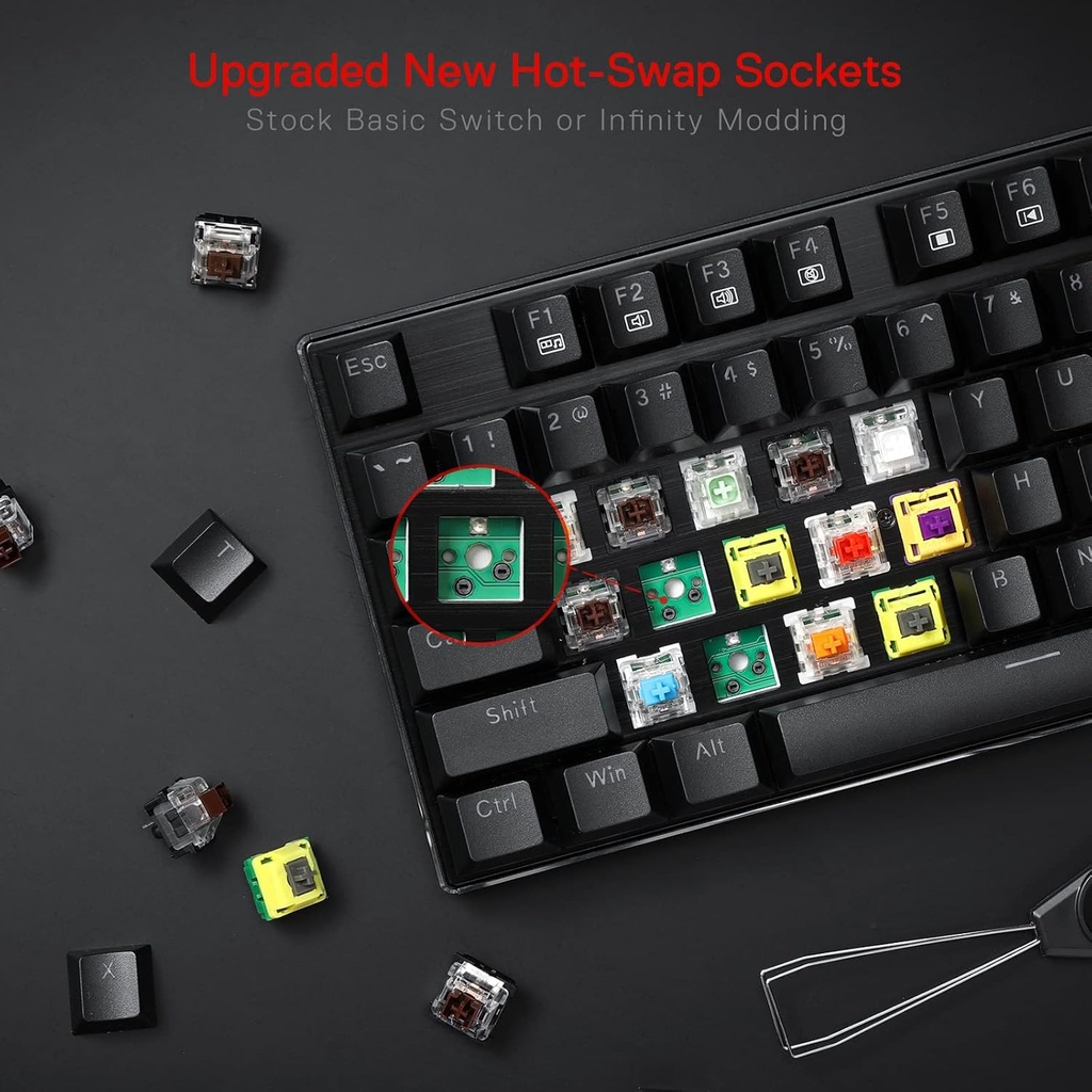 Teclado Redragon Mecanico Devarajas K556 - RGB LED, base de aluminio, 104 teclas estándar