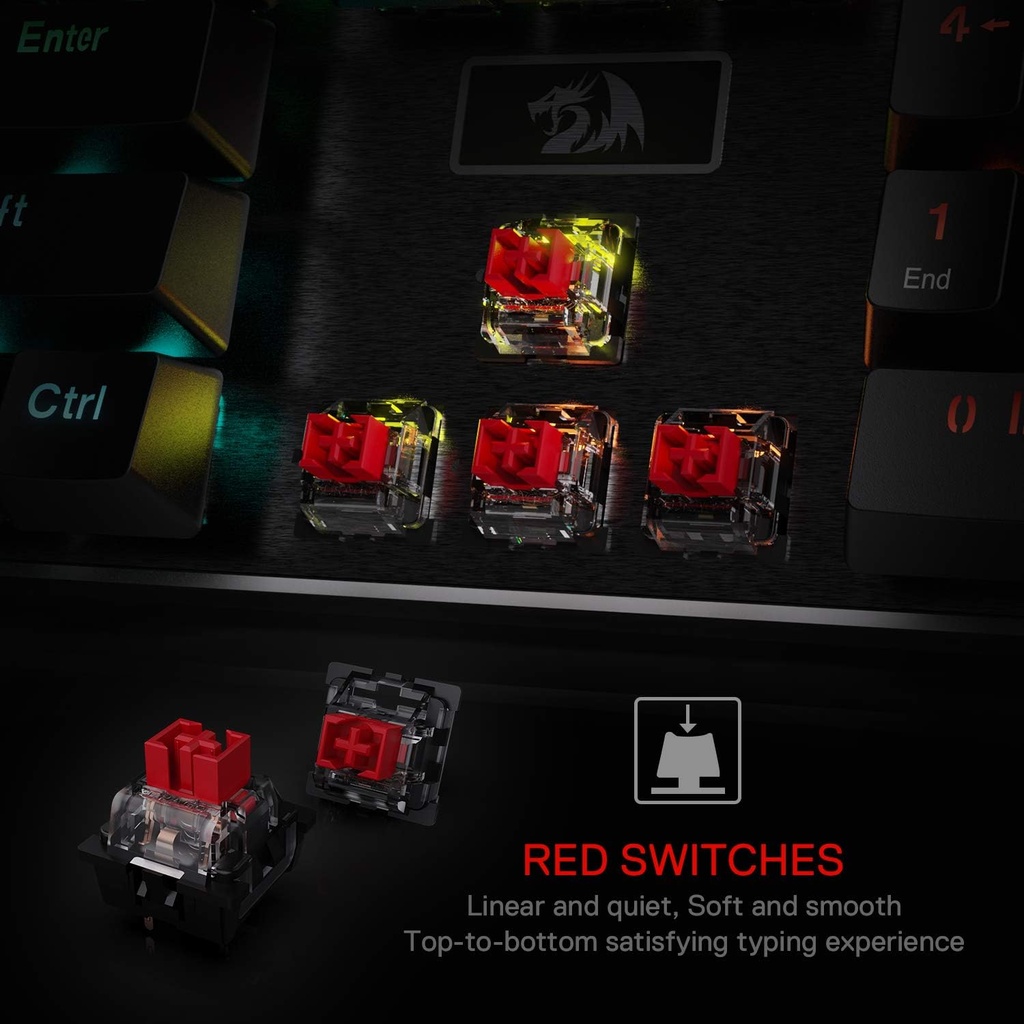 Teclado Redragon Mecanico Devarajas K556 - RGB LED, base de aluminio, 104 teclas estándar