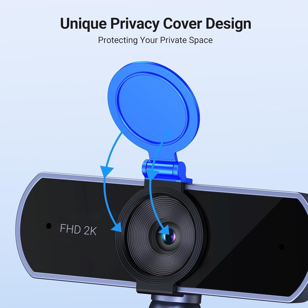 UGREEN Cámara web 2K para PC Ultra HD 1080P Cámara web con micrófono, cámara de PC con cubierta de privacidad, cámara web USB para transmisión, conferencias, videollamadas, zoom, Skype, equipos