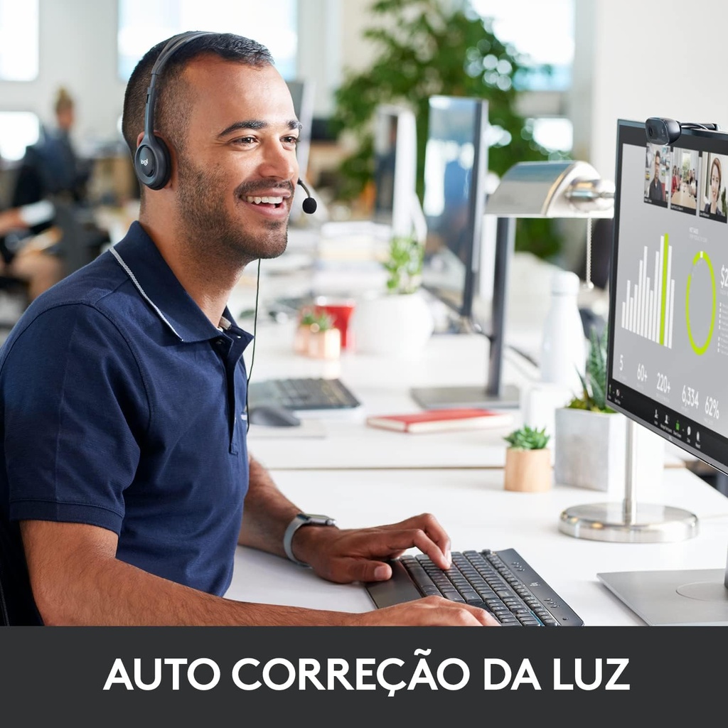 Webcam Logitech C270 - (pantalla panorámica HD 720p, para videollamadas y grabaciones)