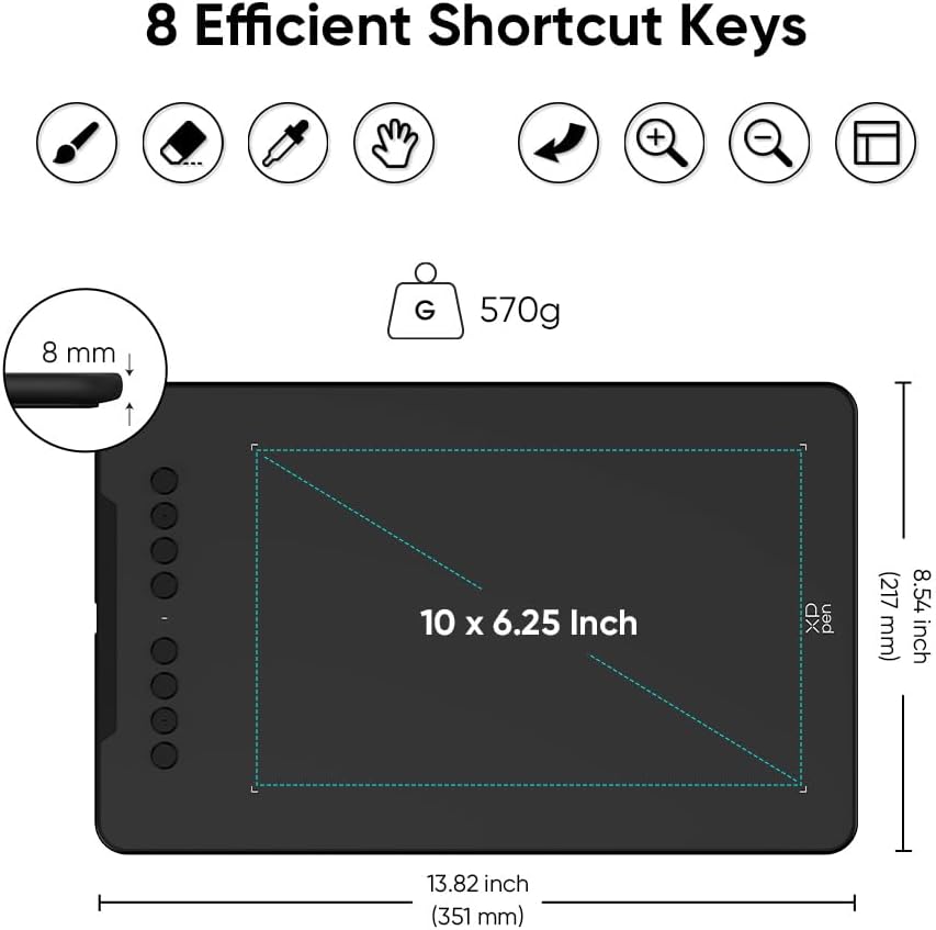 XPPen - Tableta de dibujo Deco 01 V3 actualizada, 16384 niveles de presión sin batería, tableta gráfica OSU de 10 x 6 pulgadas, 8 teclas de acceso rápido para arte digital, enseñanza, almohadilla