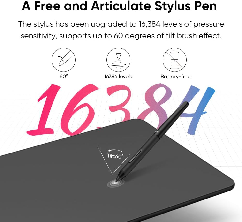 XPPen - Tableta de dibujo Deco 01 V3 actualizada, 16384 niveles de presión sin batería, tableta gráfica OSU de 10 x 6 pulgadas, 8 teclas de acceso rápido para arte digital, enseñanza, almohadilla