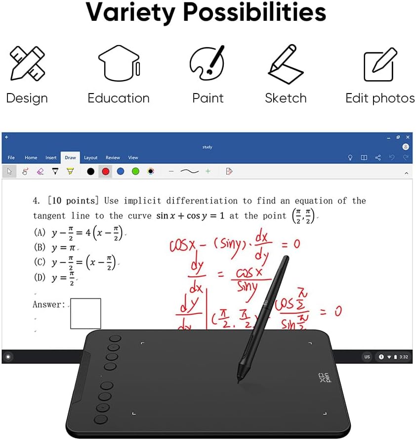 XPPen - Tableta de dibujo Deco 01 V3 actualizada, 16384 niveles de presión sin batería, tableta gráfica OSU de 10 x 6 pulgadas, 8 teclas de acceso rápido para arte digital, enseñanza, almohadilla