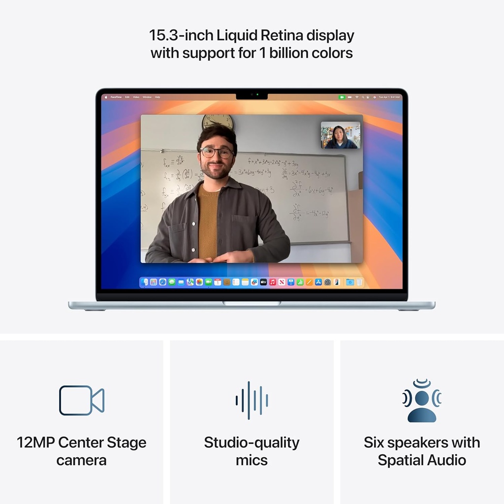 Apple Laptop MacBook Air 2025 de 15 pulgadas con chip M4: diseñada para Apple Intelligence, pantalla de retina líquida de 15.3 pulgadas, memoria unificada de 16 GB, almacenamiento SSD de 512 GB,