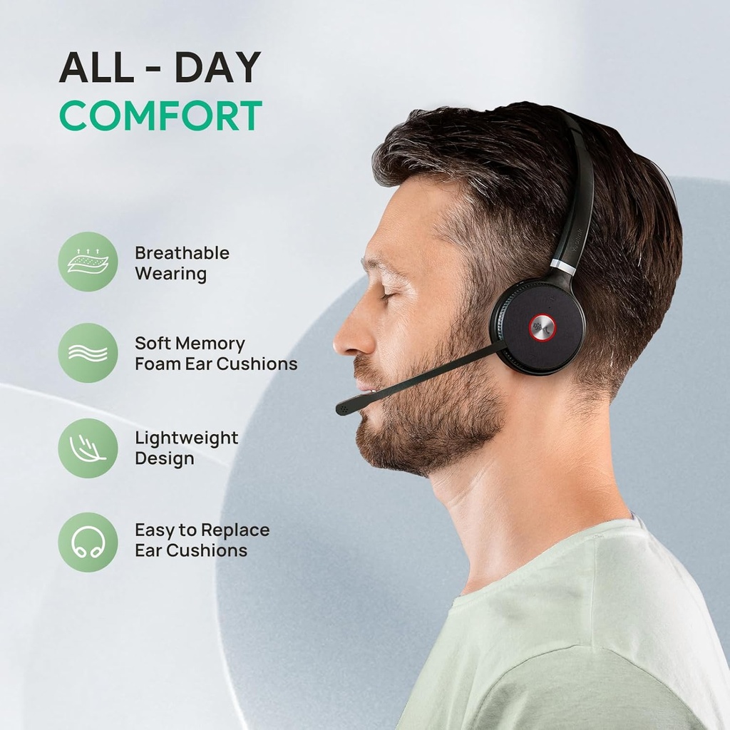 Auriculares inalámbricos duales Yealink WH62 para equipos de Microsoft, DECT con 2 micrófonos de cancelación de ruido para teléfono IP y PC,