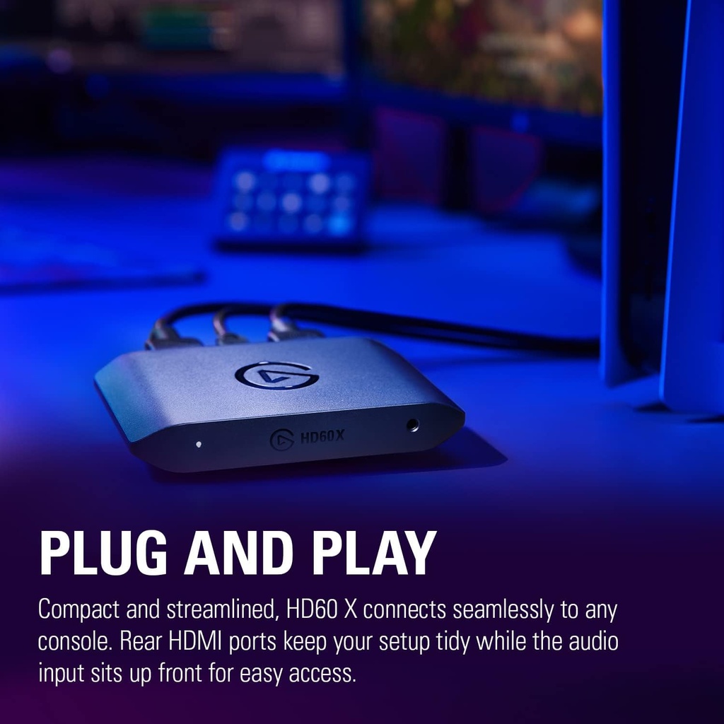 Capturadora Elgato HD60 X – Transmisión/Grabacion 1080p60 HDR10 - 4K30 - Latencia ultra baja - OBS - PS5, PS4/Pro, Xbox Series X/S, Xbox One X/S, PC y Mac.