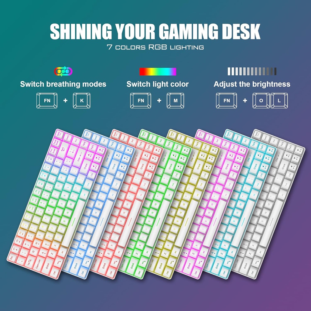 Combo Teclado/Mouse RedThunder - 60% Ligero, ultracompacto 61 teclas con retroiluminación RGB, Mouse 7200 DPI Honeycomb (Blanco)