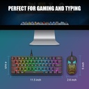 Combo Teclado/Mouse RedThunder - 60% Ligero, ultracompacto 61 teclas con retroiluminación RGB, Mouse 7200 DPI Honeycomb (Negro)