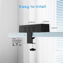 ACOZVIN - Regleta de alimentación con abrazadera de escritorio 17 en 1 con estación de carga rápida de 40 W, enchufe plano de 10 pies 1200J, 9 salidas de CA, 8 puertos USB (4 USB C), toma de