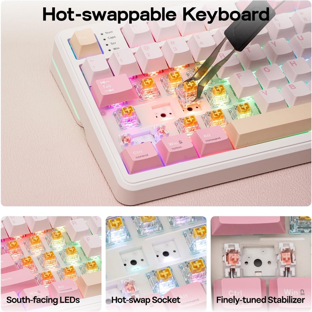 EPOMAKER TH99 PRO Teclado mecánico 96% con pantalla y perilla, 10000mAh, 2.4 GHz/BT, intercambio en caliente, controlador personalizado, retroiluminación RGB, tecla PBT, teclado inalámbrico para129,99