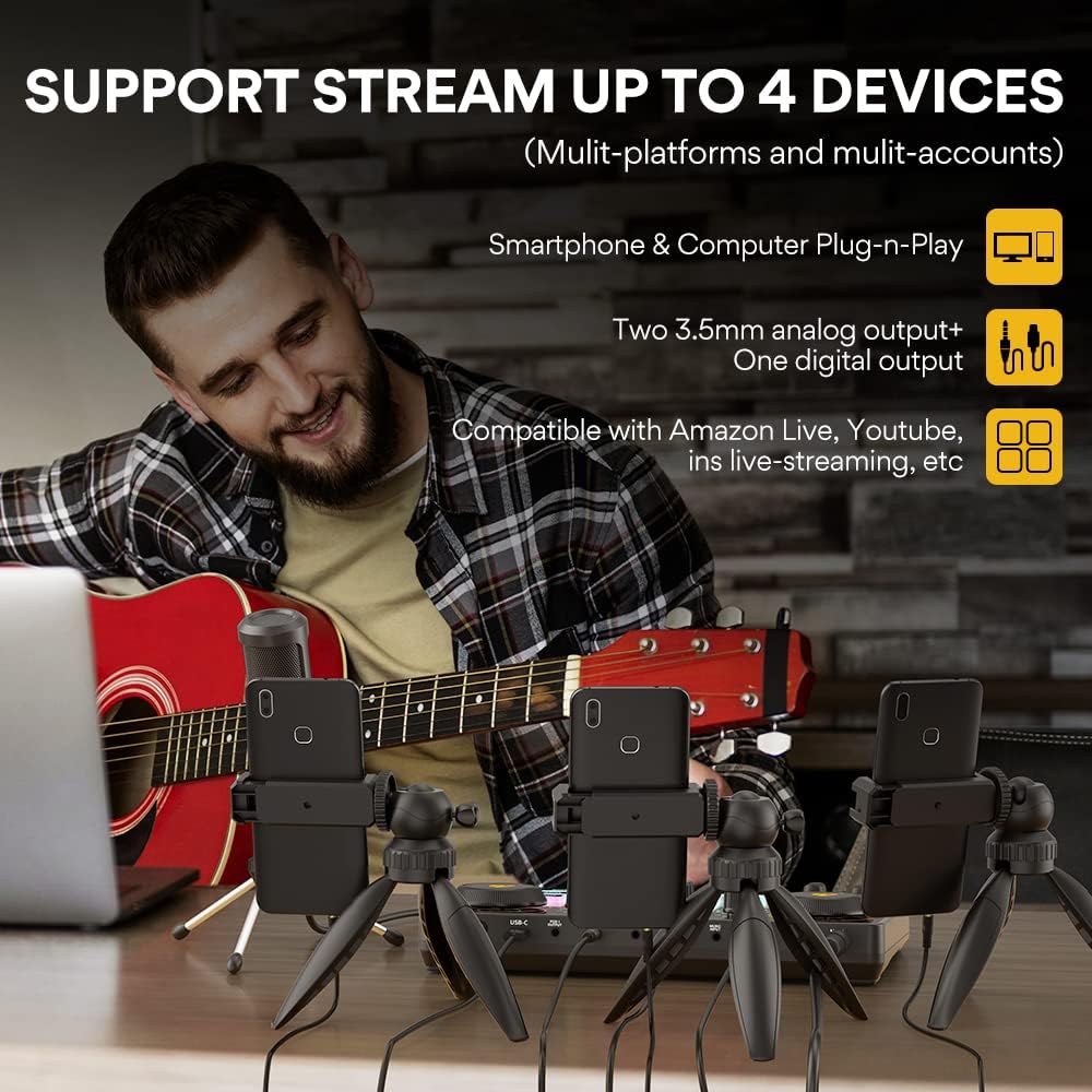 MAONO Podcast Equipment Bundle-MaonoCaster Lite -Audio Interface-All in One-Podcast Production Studio with 3.5mm