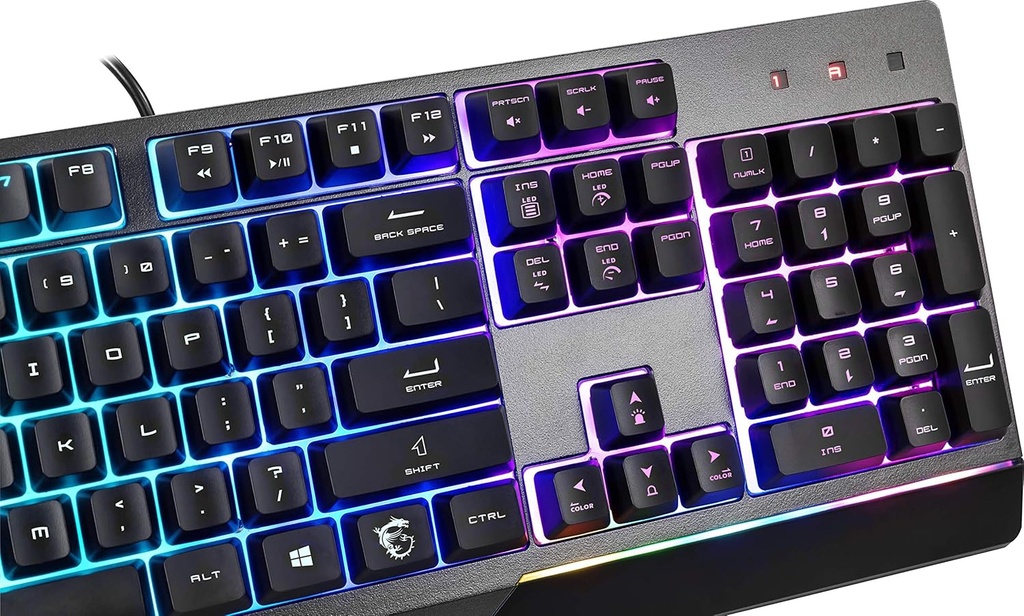 MSI Teclado para juegos con retroiluminación RGB dedicado teclas de acceso rápido anti-fantasma resistente al agua Vigor GK20