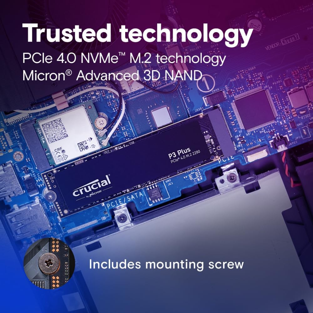 Disco SSD Crucial P3 Plus - 2TB - M.2 2280 - PCIe Gen4 - 5000MB/s - CT2000P3PSSD8