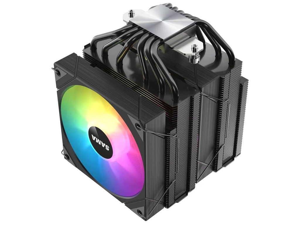 Disipador SAMA 6PDW ARGB White CPU Air Cooler 120mm Cooling Fan Addressable RGB Aluminum