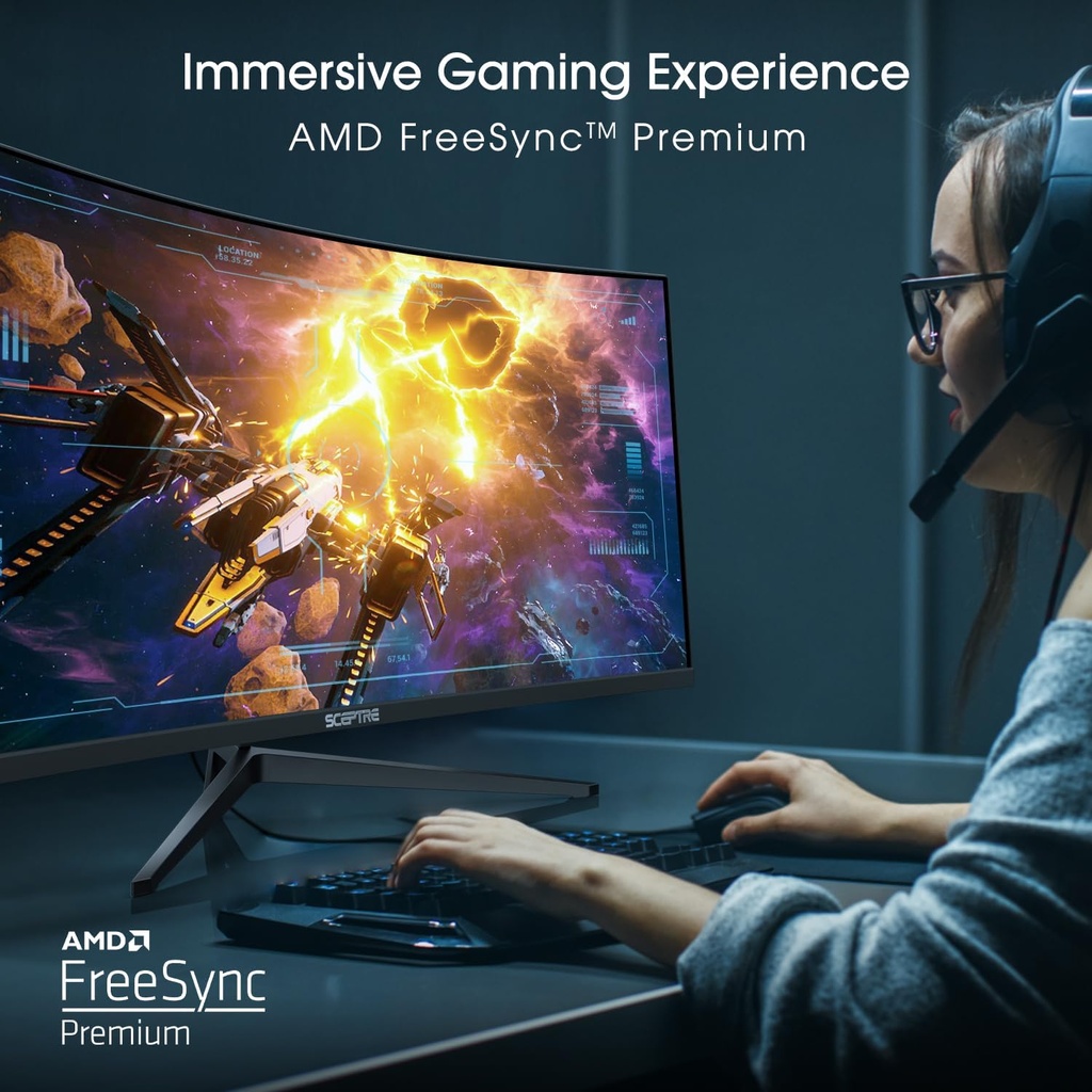Sceptre Monitor WQHD ultraancho curvo de 34 pulgadas 3440 x 1440 R1500 hasta 165Hz DisplayPort x2 99% sRGB 1 ms imagen por imagen, negro máquina 2023 (C345B-QUT168)
