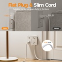 TESSAN - Tira de alimentación con protector de sobretensión, cable de extensión de enchufe plano de 5 pies con 3 USB (1 USB C) 8 salidas, 1250W, protección de 900J, extensor de salidas de 3 lados con