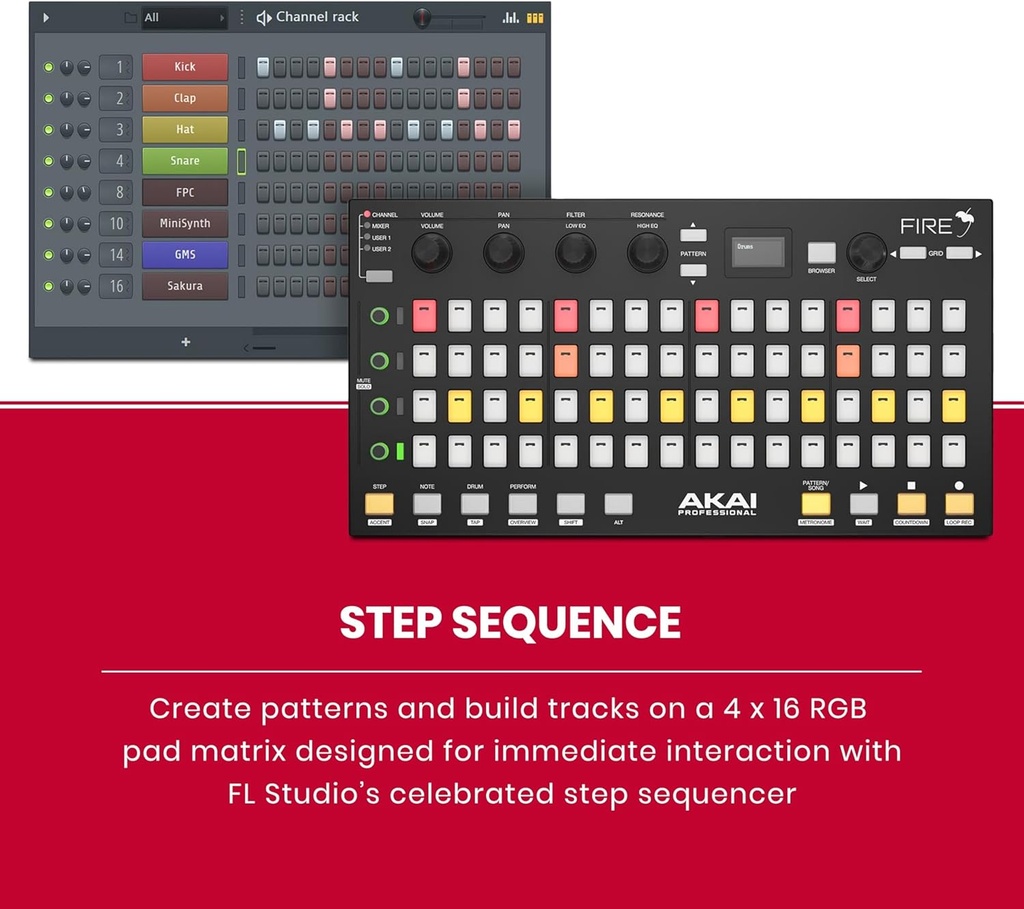AKAI Professional Fire: Controlador MIDI Exclusivo para FL Studio (Controller Only)