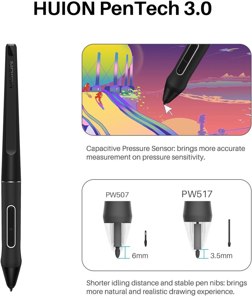 Tablet De Dibujo/Diseño - HUION KAMVAS 22 - Con Pantalla 21.5" Full HD - 120% sRGB - Windows PC, Mac, Android