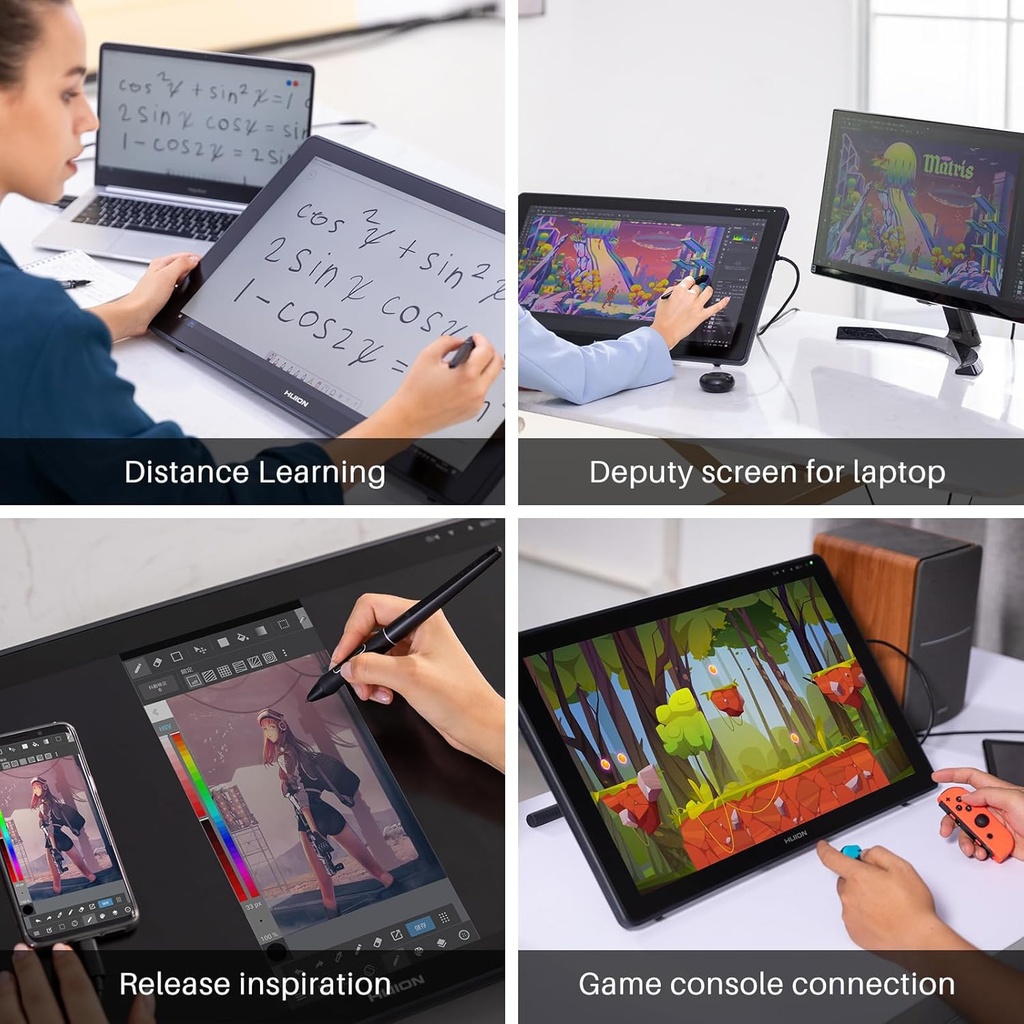 Tablet De Dibujo/Diseño - HUION KAMVAS 22 - Con Pantalla 21.5" Full HD - 120% sRGB - Windows PC, Mac, Android