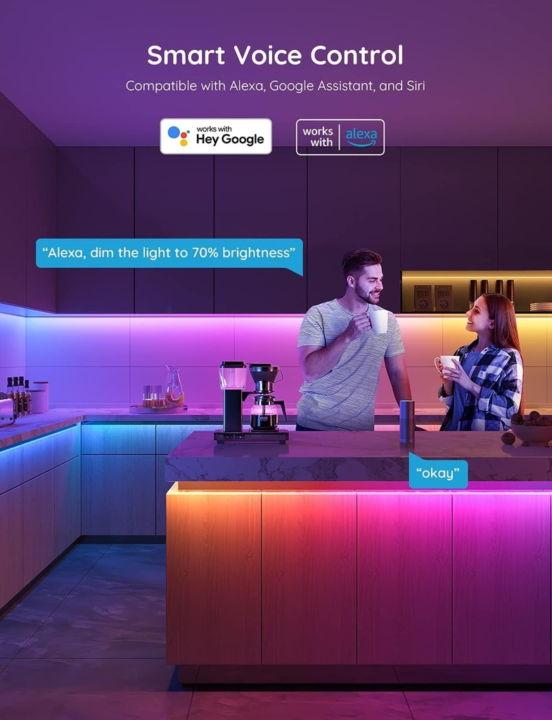 Govee Tira de luces LED RGBIC de 30 metros, luces LED inteligentes que funcionan con Alexa y Google Assistant