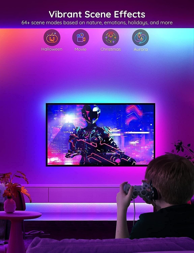 Govee Tira de luces LED RGBIC de 30 metros, luces LED inteligentes que funcionan con Alexa y Google Assistant