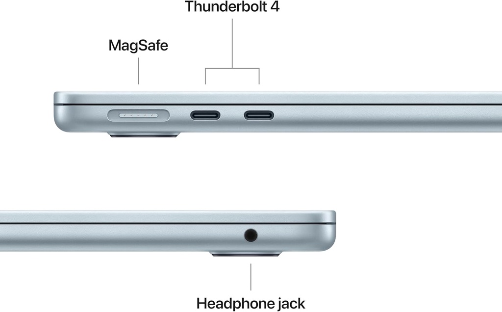 Apple Laptop MacBook Air 2025 de 13 pulgadas con chip M4: diseñada para Apple Intelligence, pantalla de retina líquida de 13.6 pulgadas, memoria unificada de 16 GB, almacenamiento SSD de 512 GB, cámara central de escenario de 12 MP, Touch ID, azul cielo