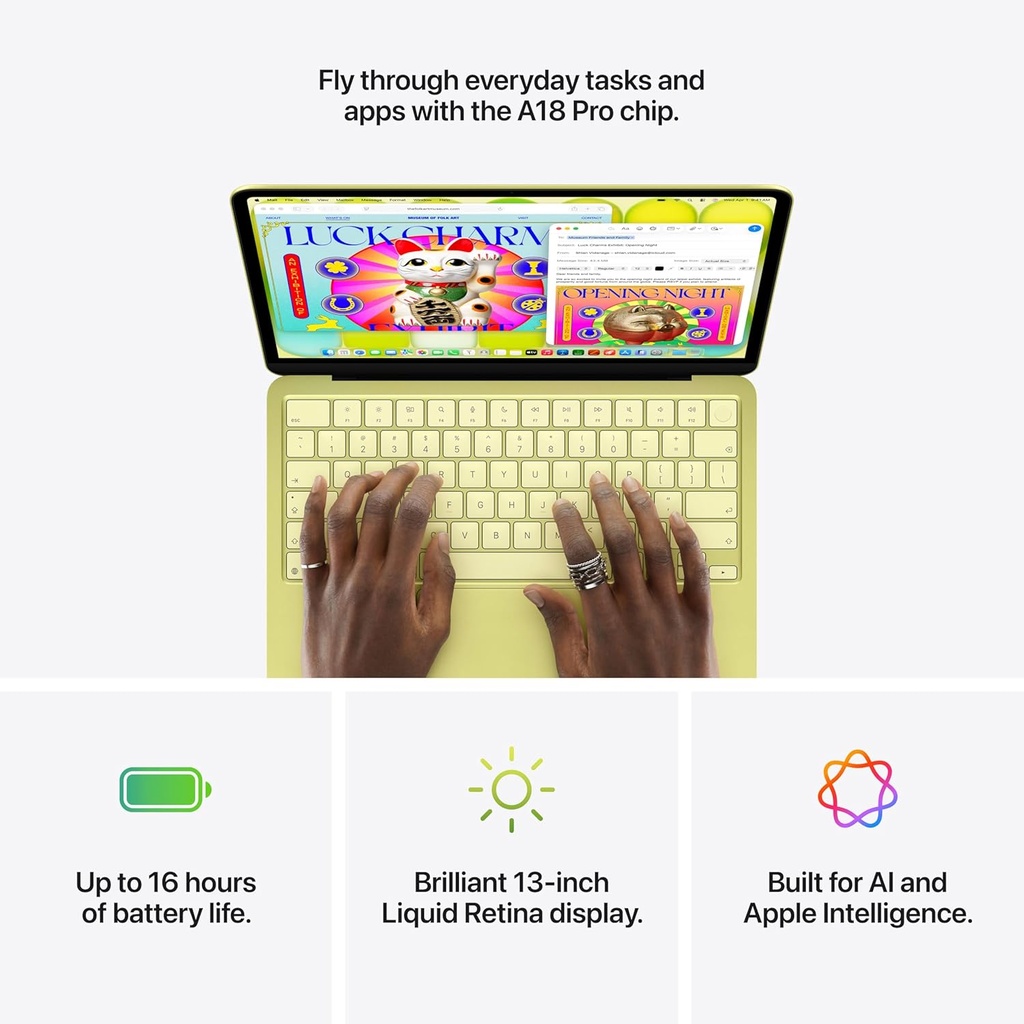 Apple Laptop MacBook Neo 2026 de 13 pulgadas con chip A18 Pro: diseñada para inteligencia artificial y Apple Intelligence, pantalla de retina líquida, memoria unificada de 8 GB, almacenamiento SSD de 512 GB