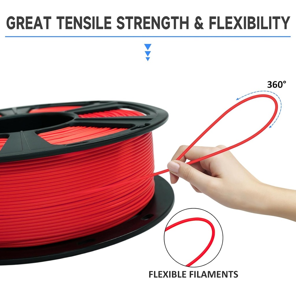 Filamento de ácido poliláctico para impresora 3D, filamento de ácido poliláctico GIANTARM de 1.75mm, precisión dimensional +/- 0.02 mm, carrete de 2.2 lbs, embalaje al vacío, apto para la mayoría de impresoras 3D, rojo
