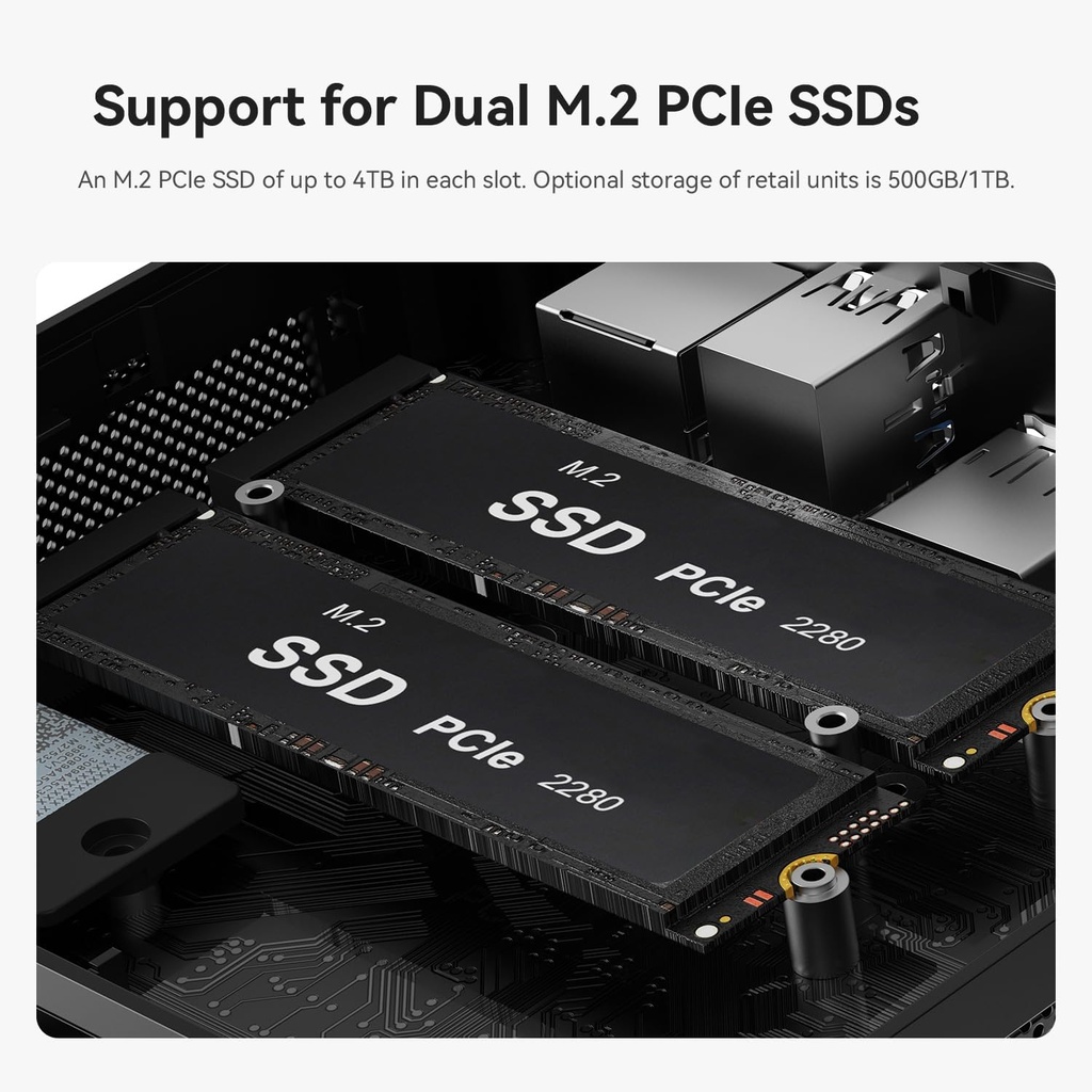 Beelink Mini PC SER5 MAX, AMD Ryzen 7 7735HS (6 nm, 8C/16T) hasta 4.75 GHz, mini computadora de 24 GB LPDDR5 RAM 1 TB NVME SSD, PC de escritorio 4K a 60 Hz pantalla triple, mini computadora de juegos WiFi6/BT5.2/HTPC/W-11 Pro 