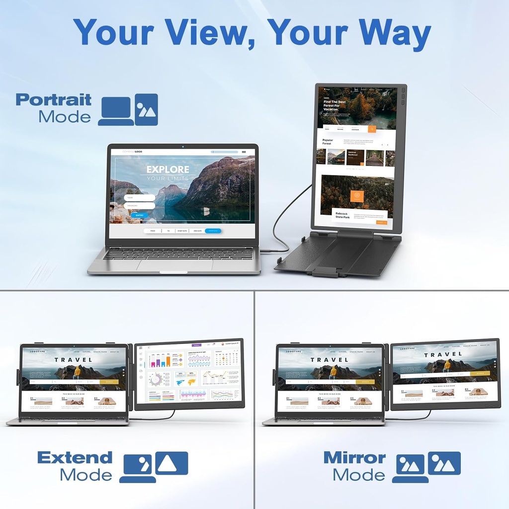 Extensor de pantalla KEFEYA para laptop, 14" Full HD IPS - con puerto USB-C/HDMI – Con Speaker - Windows, Mac, 60Hz.