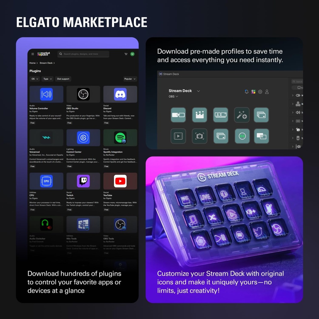 Elgato Stream Deck +, mezclador de audio, consola de producción y controlador de estudio para creadores de contenido, streaming, juegos, con diales de tira táctil personalizables y teclas LCD 