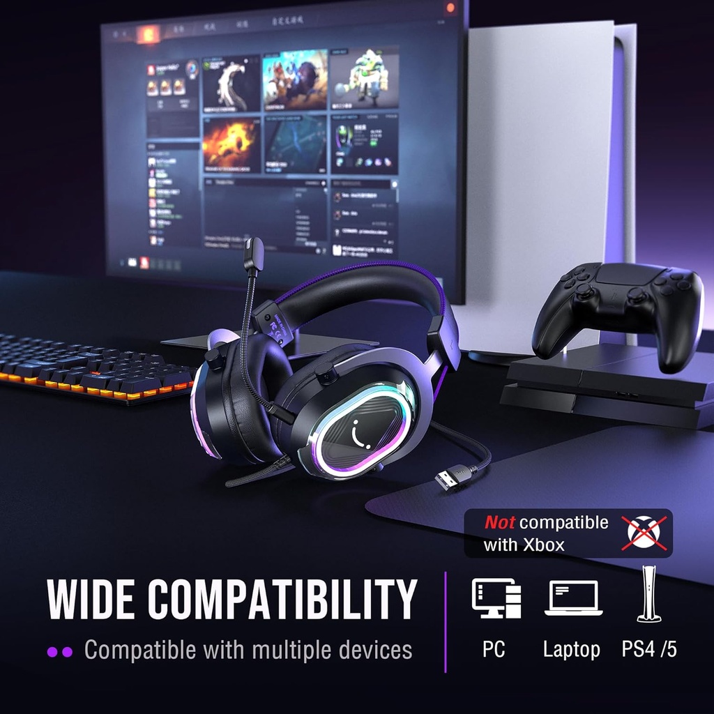 FIFINE Auriculares USB con cable para juegos PC H13