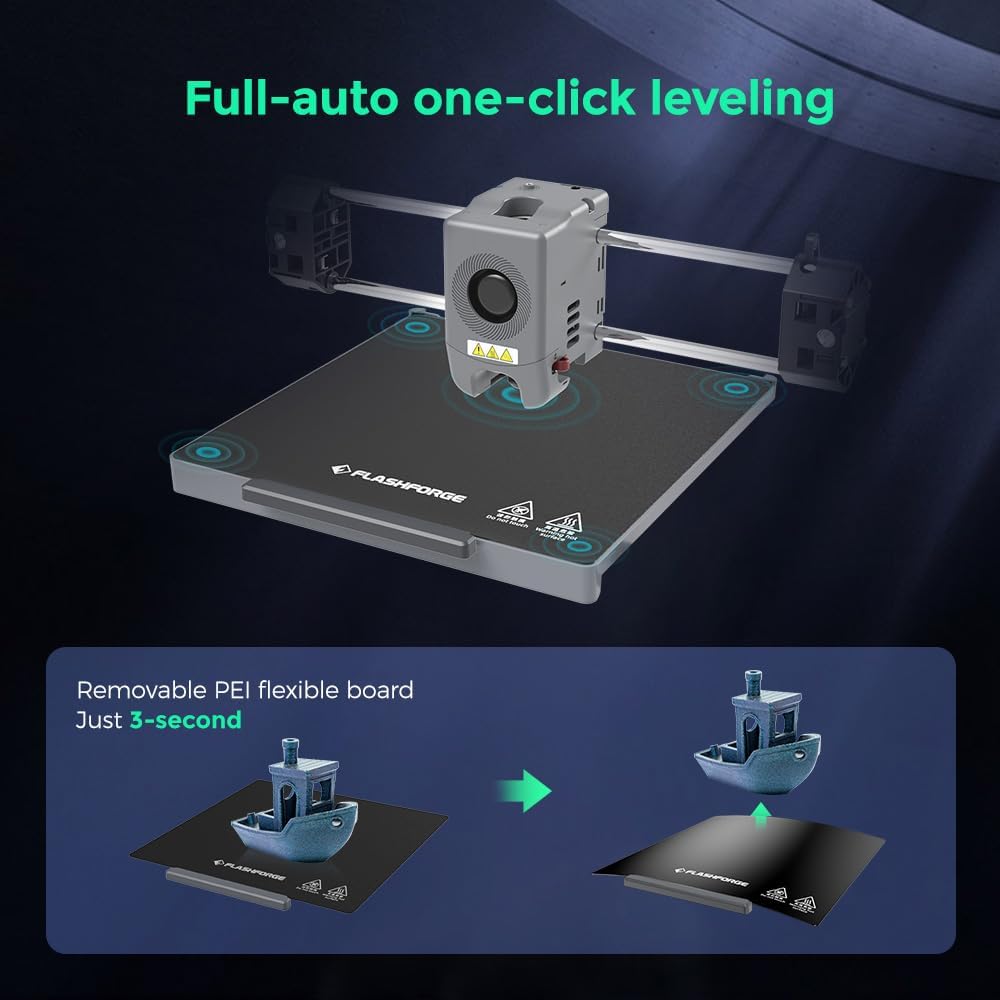 FlashForge Adventurer 5M Pro impresora 3D - Impresión ultrarrápida de 600mm/s, nivelación automática, doble filtración, silenciosa y cerrada (50dB), volumen de construcción 220x220x220mm