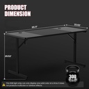 GTRACING Escritorio para juegos de 55 pulgadas con luces LED, escritorio grande para computadora con alfombrilla para mouse para oficina en casa, superficie de fibra de carbono en forma de T