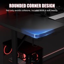GTRACING Escritorio para juegos de 55 pulgadas con luces LED, escritorio grande para computadora con alfombrilla para mouse para oficina en casa, superficie de fibra de carbono en forma de T
