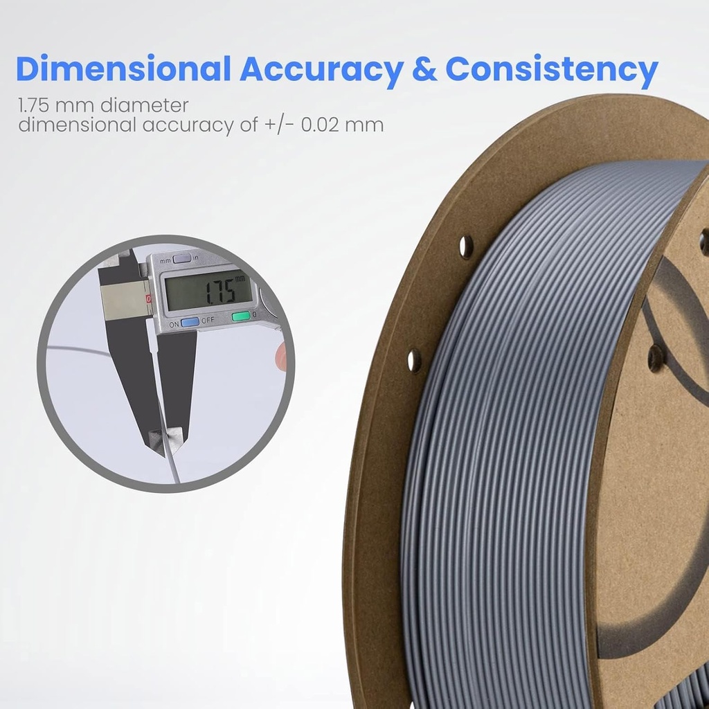 ELEGOO Filamento PLA 1.75mm Gris 2KG, Filamento para Impresora 3D con Precisión Dimensional +/- 0.02mm, Paquete de 2 Carretes de 1kg en Cartón (2.2lbs) Filamento para Impresora 3D Compatible con la