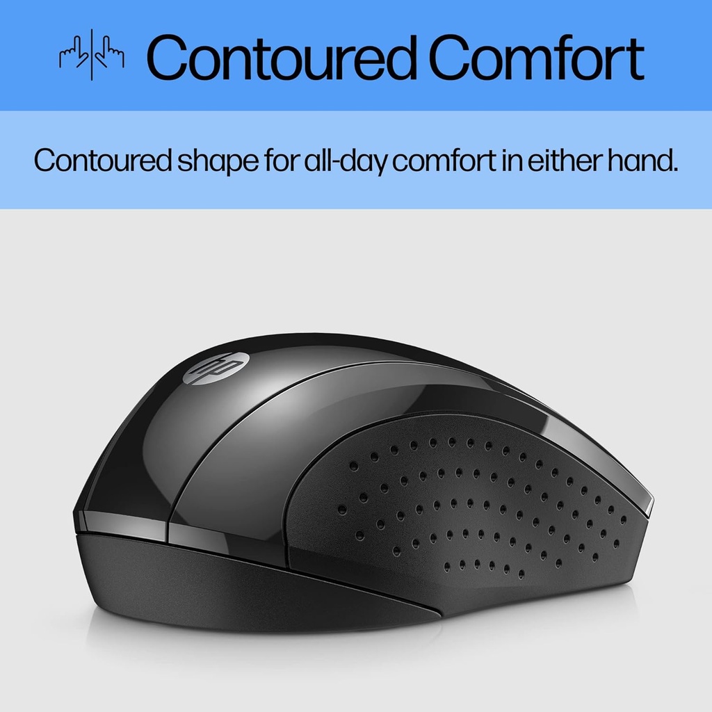 HP Ratón inalámbrico X3000 G3, negro, batería de 15 meses, empuñaduras laterales para control, apto para viajes, LED azul, potente sensor óptico de 1600 DPI, compatible con Wins PC/laptop, Mac,