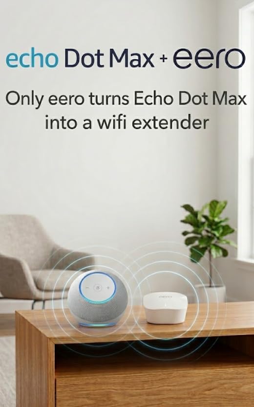 Amazon Echo Dot Max (modelo más reciente): parlante Alexa con sonido que llena la habitación y graves casi 3 veces más potentes, ideal para salas y espacios medianos, diseñado para Alexa+, grafito