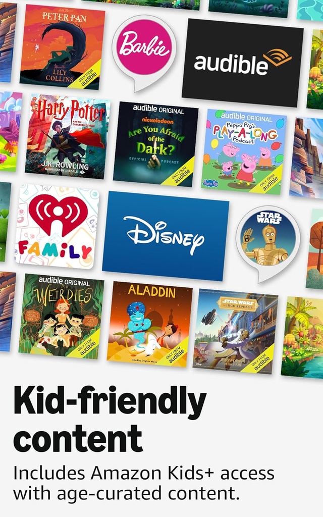 Amazon Echo Pop Kids (modelo más reciente), Disfruta audiolibros apropiados para su edad, juegos interactivos y experiencias Alexa+ para crear y aprender, diseño Unicorn 
