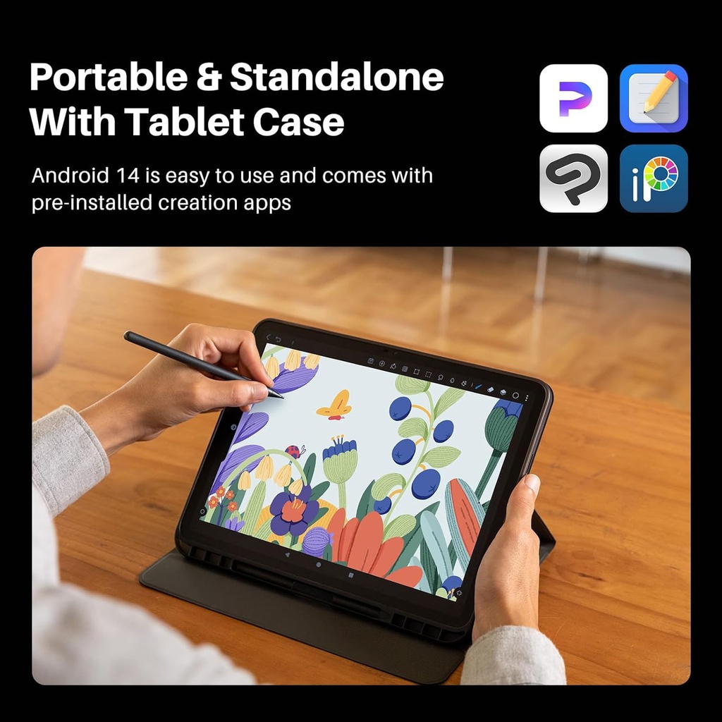 HUION Kamvas Slate 13 Tableta de Dibujo Independiente, Pantalla de 12.7 Pulgadas Sin Necesidad de Computadora, Resolución 2K QHD, Tableta de Arte Digital Completamente Laminada con Lápiz H, 8G+256G