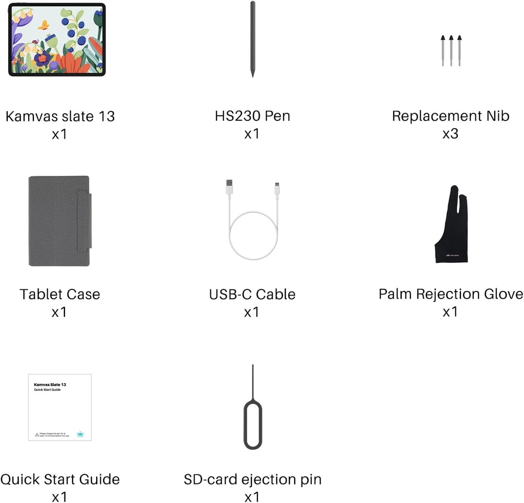 HUION Kamvas Slate 13 Tableta de Dibujo Independiente, Pantalla de 12.7 Pulgadas Sin Necesidad de Computadora, Resolución 2K QHD, Tableta de Arte Digital Completamente Laminada con Lápiz H, 8G+256G