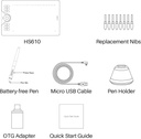 HUION Tableta de dibujo HS610 con lápiz óptico sin batería 8192 función de inclinación de presión