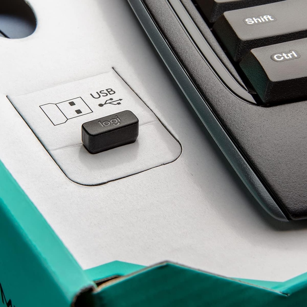 Logitech MK335 - Combo de teclado y mouse inalámbricos silenciosos - Combo de teclado y mouse negro/plateado inalámbrico, ambidiestro