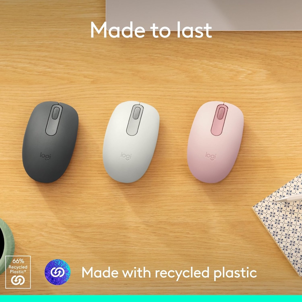 Logitech Ratón inalámbrico Bluetooth M196, compacto y portátil para portátiles, tabletas y más, batería de 12 meses, seguimiento suave, compatible con PC y Mac, Windows y macOS, rosa