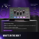 Mezclador de audio FIFINE para juegos, streaming con interfaz de micrófono XL Ralimentación fantasma de 48 V,