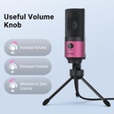 Microfono USB De Condensador FIFINE K669 - Cardioide Para PC, PS4, Mac - Para Streaming - Podcast - Twitch. (Pink)