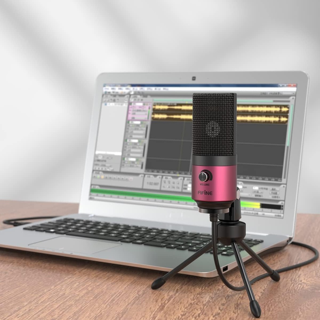 Microfono USB De Condensador FIFINE K669 - Cardioide Para PC, PS4, Mac - Para Streaming - Podcast - Twitch. (Pink)