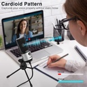 Microfono USB De Condensador FIFINE K669S - Cardioide Para PC, PS4, Mac - Para Streaming - Podcast - Twitch. (Silver)