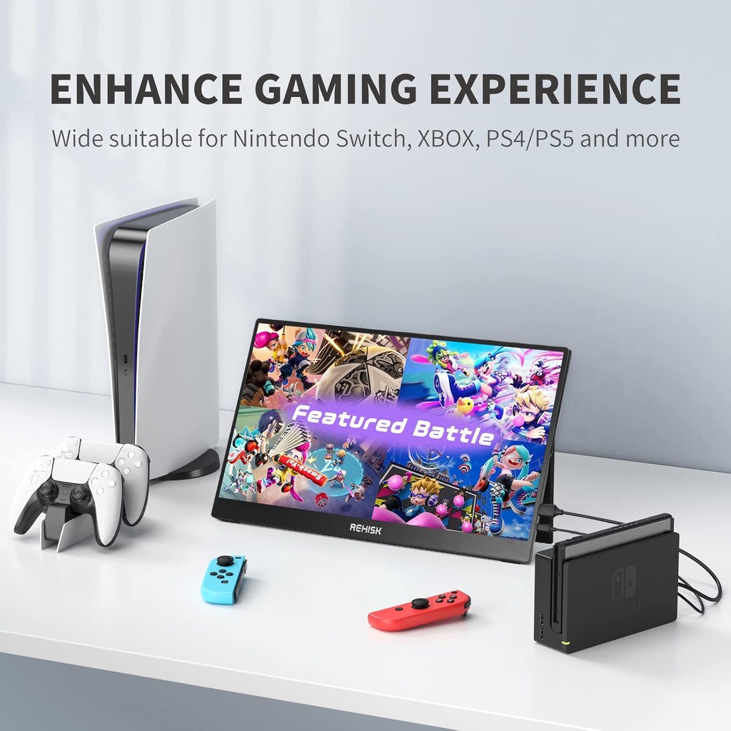 Monitor Portatil ReHisk - 15.6" Full HD IPS - HDMI & USB-C - HDR Ready